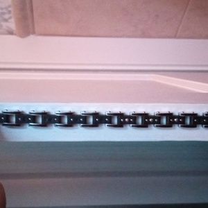 Men's Cool Black and Stainless Steel Link Bracelet